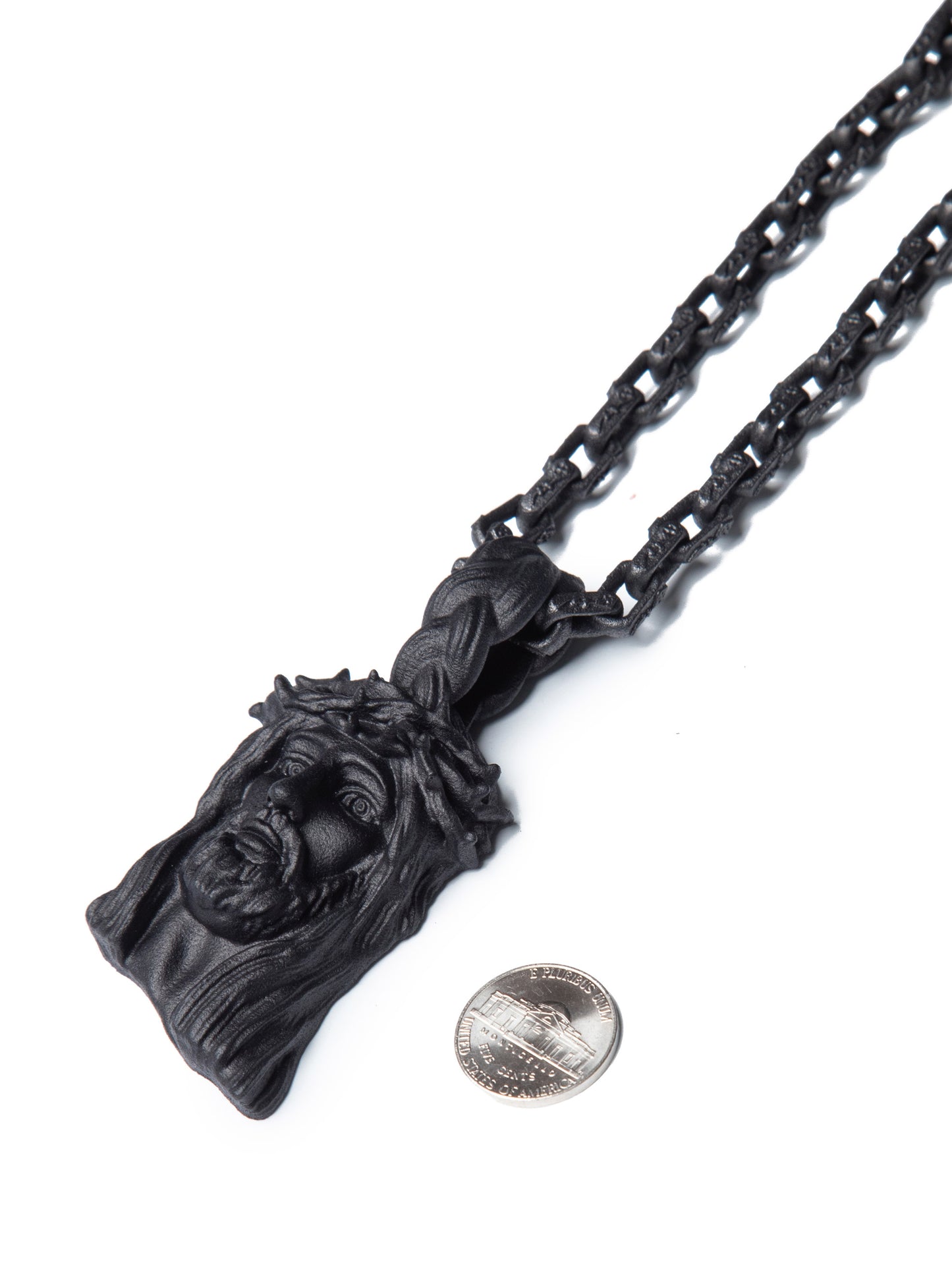 Matte Black Small Jesus Piece Pendant