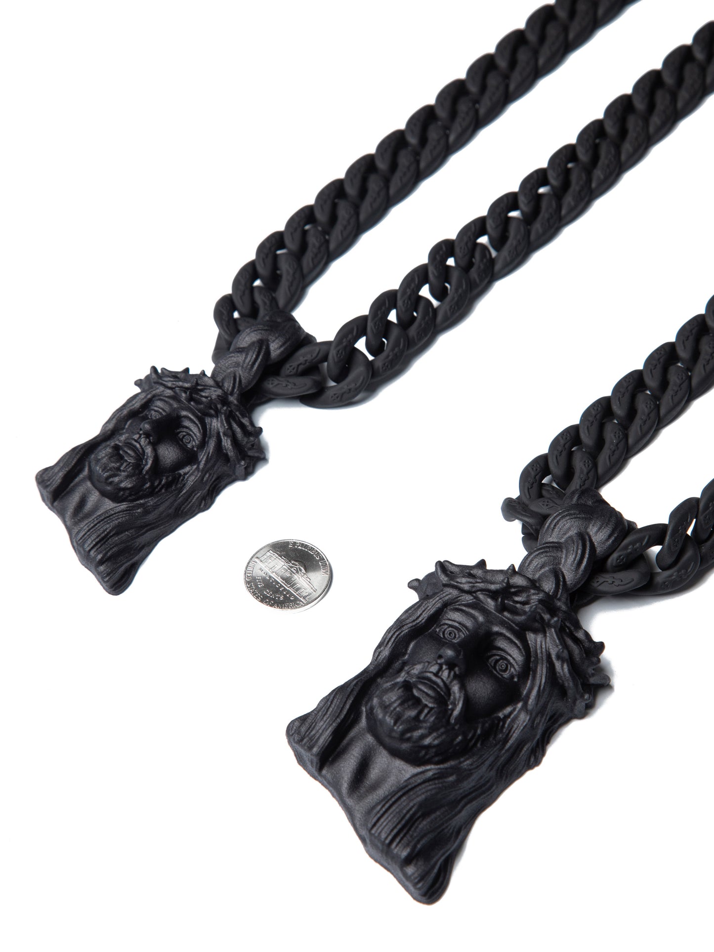 Matte Black Big Jesus Piece Pendant