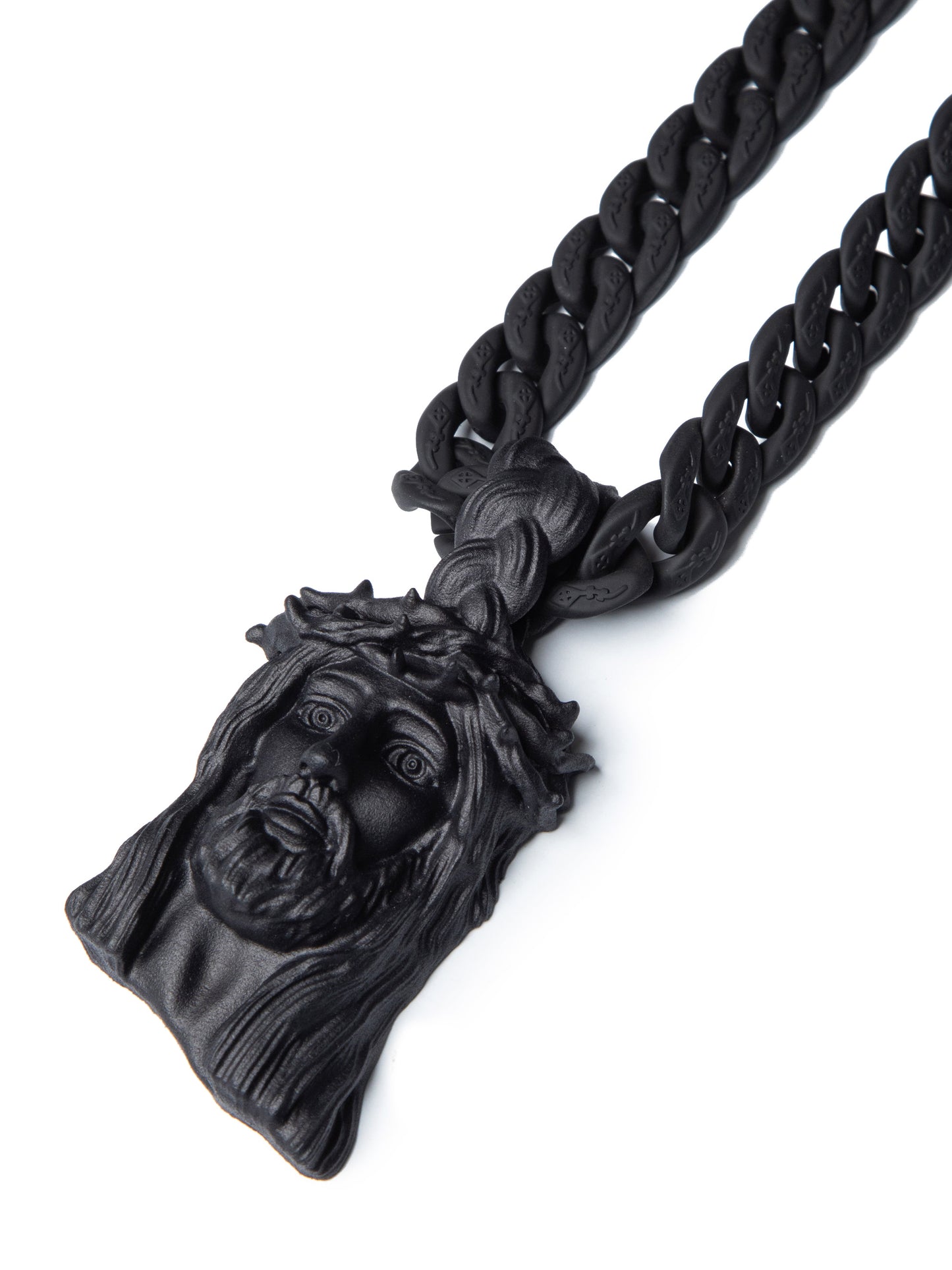 Matte Black Big Jesus Piece Pendant