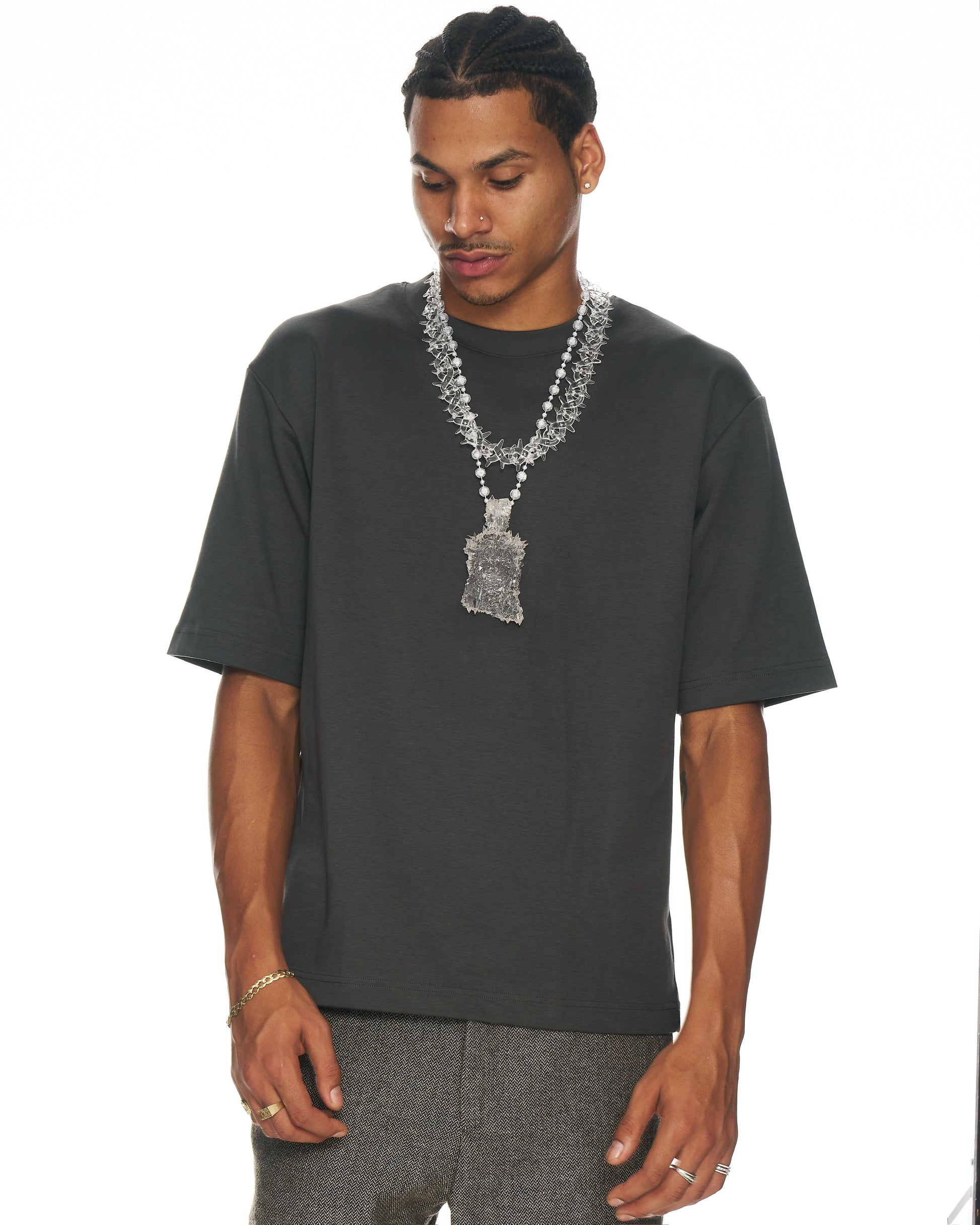 side view model with Crystal Faceless Piece resin pendant visible