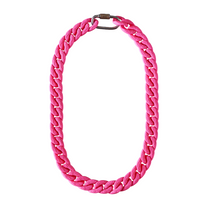 Pink Matte resin Cuban link necklace flat on white background