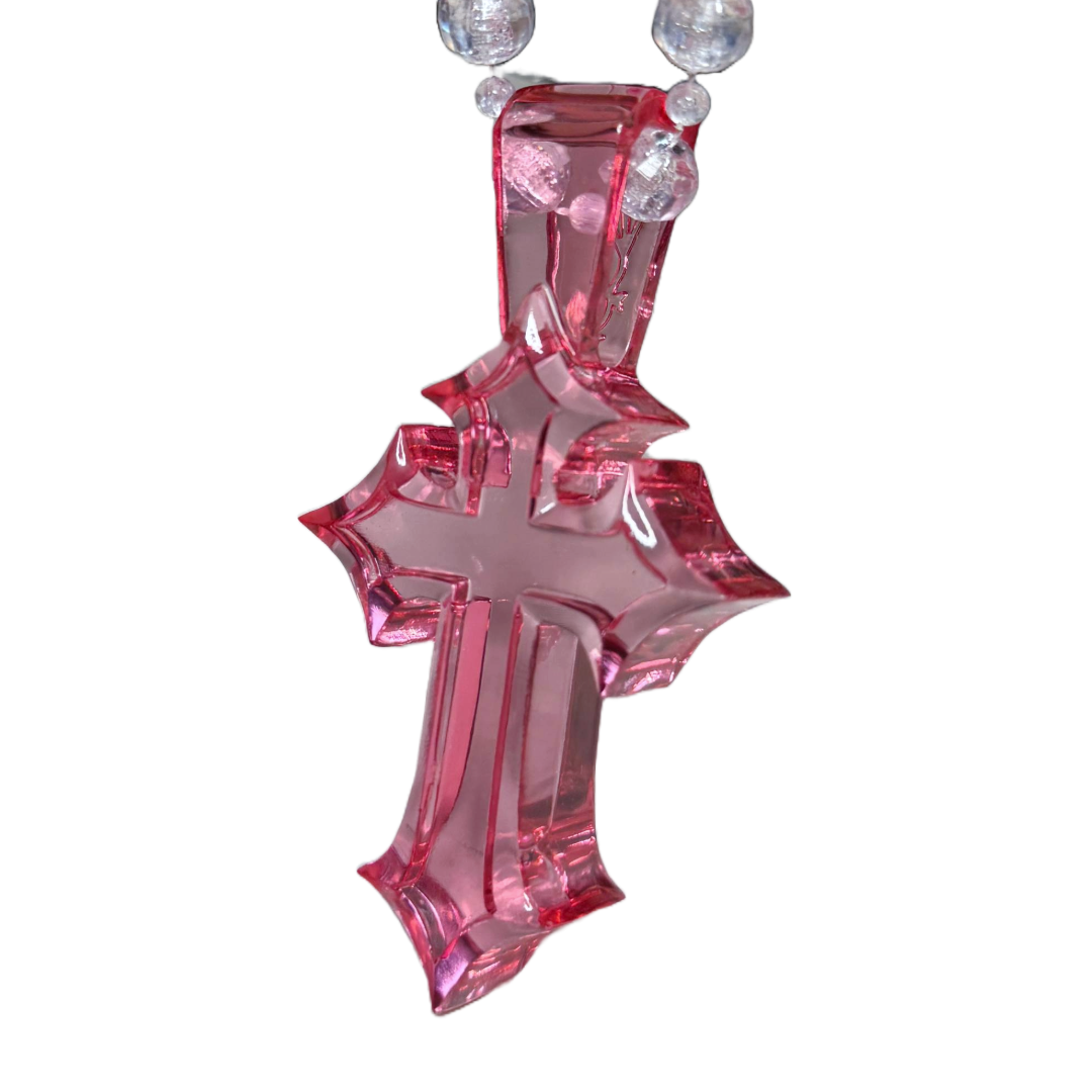 Pink Arc Cross Pendant