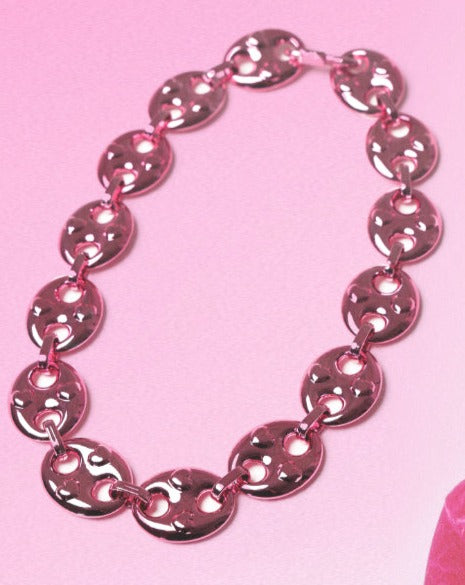 Pink Chrome Hearts Link Necklace